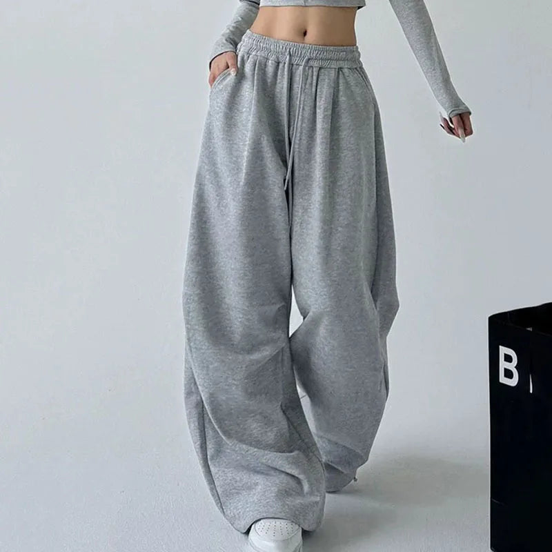 Wide-Leg Drawstring Sweatpants
