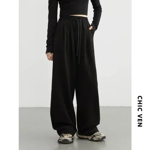 High-Waist Lace-Up Wide-Leg Pants