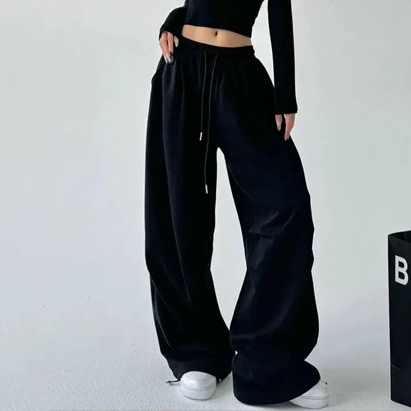 Wide-Leg Drawstring Sweatpants