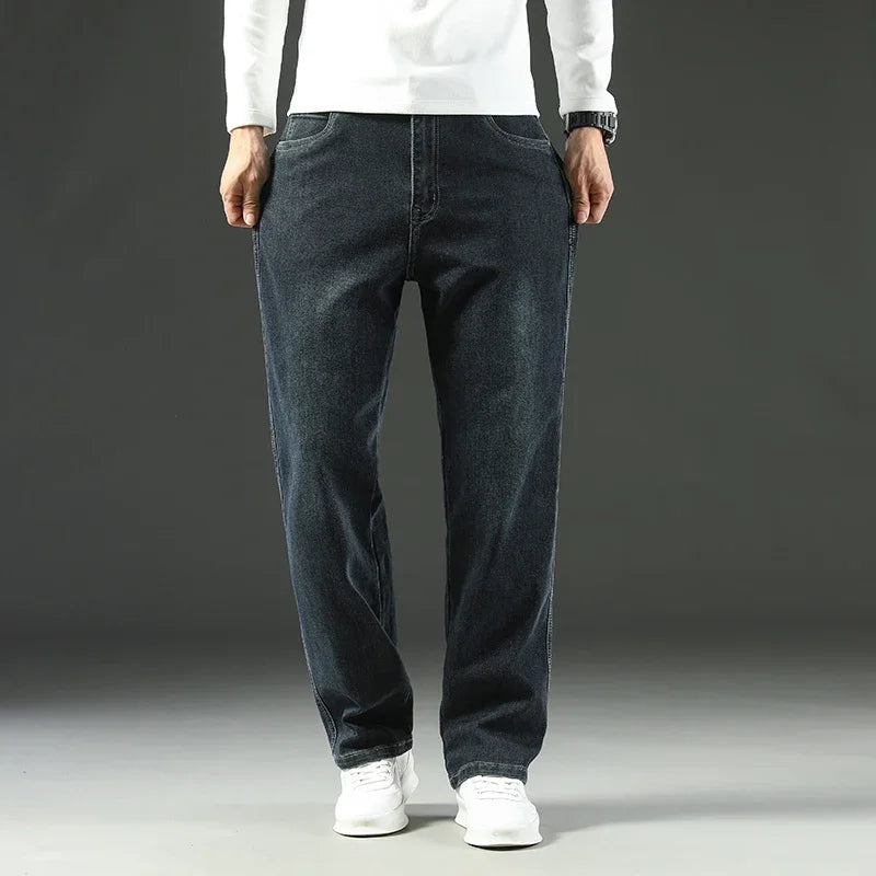 Cotton Blend Straight Jeans