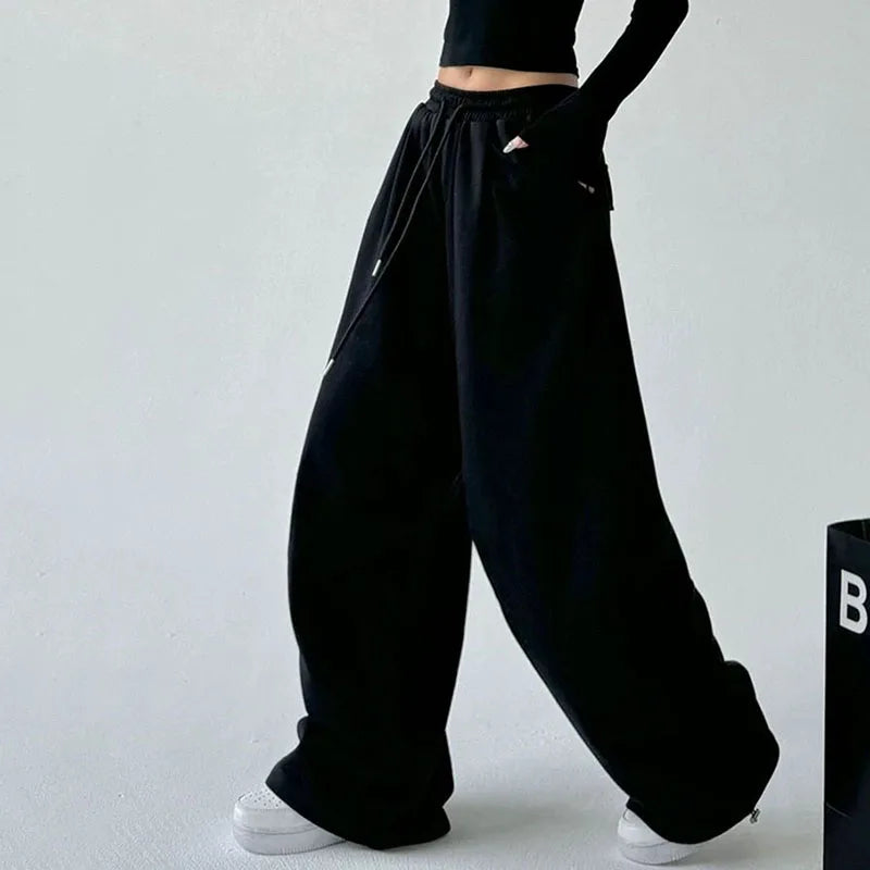 Wide-Leg Drawstring Sweatpants