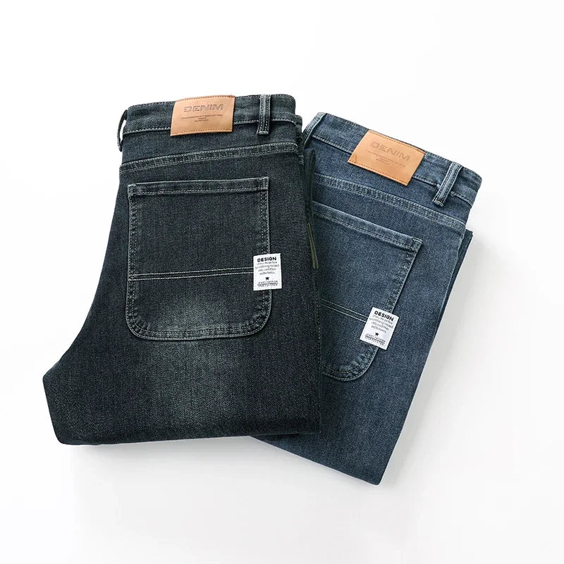 Cotton Blend Straight Jeans