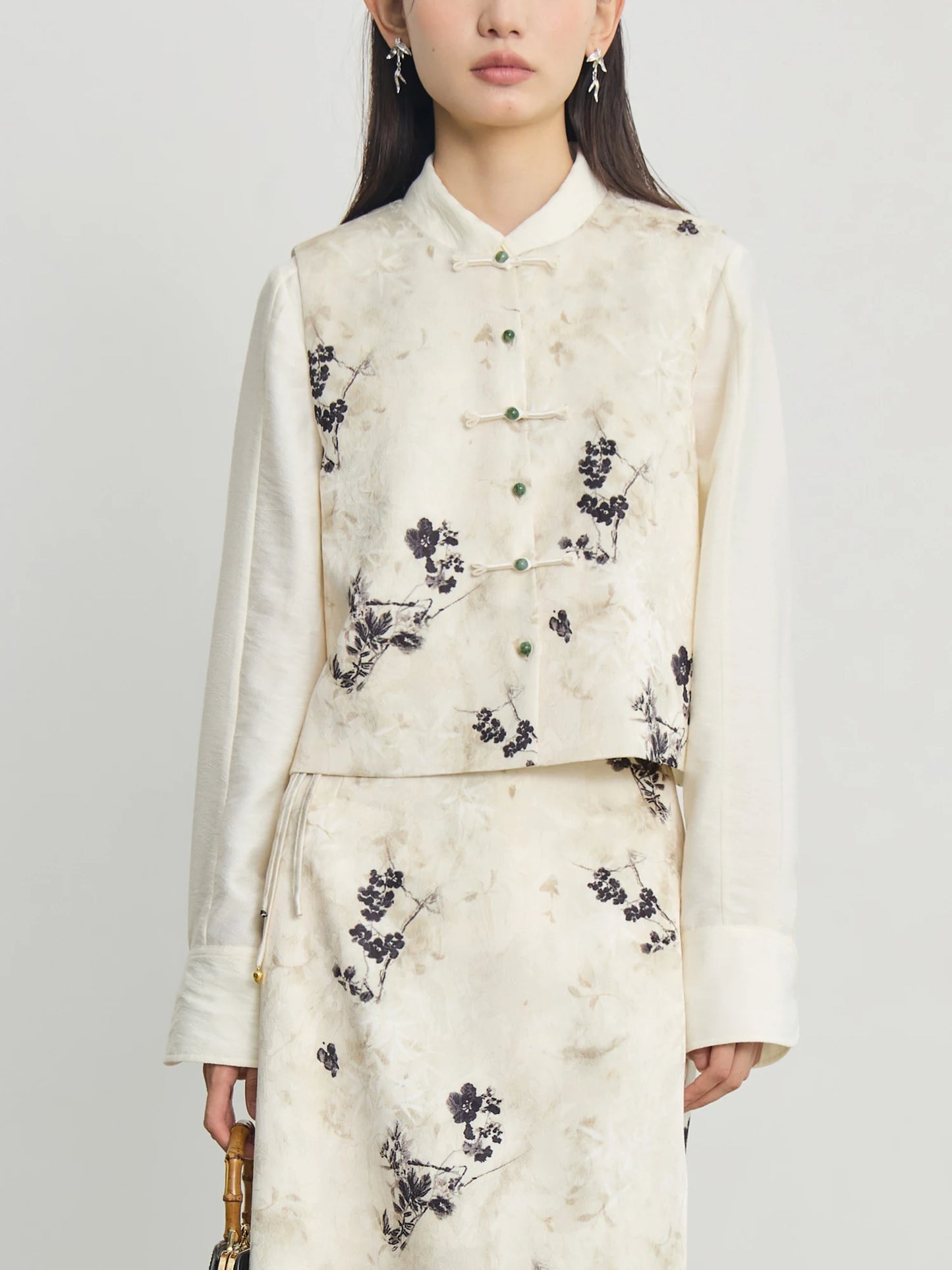 Chinese Style Vest and Skirt Set