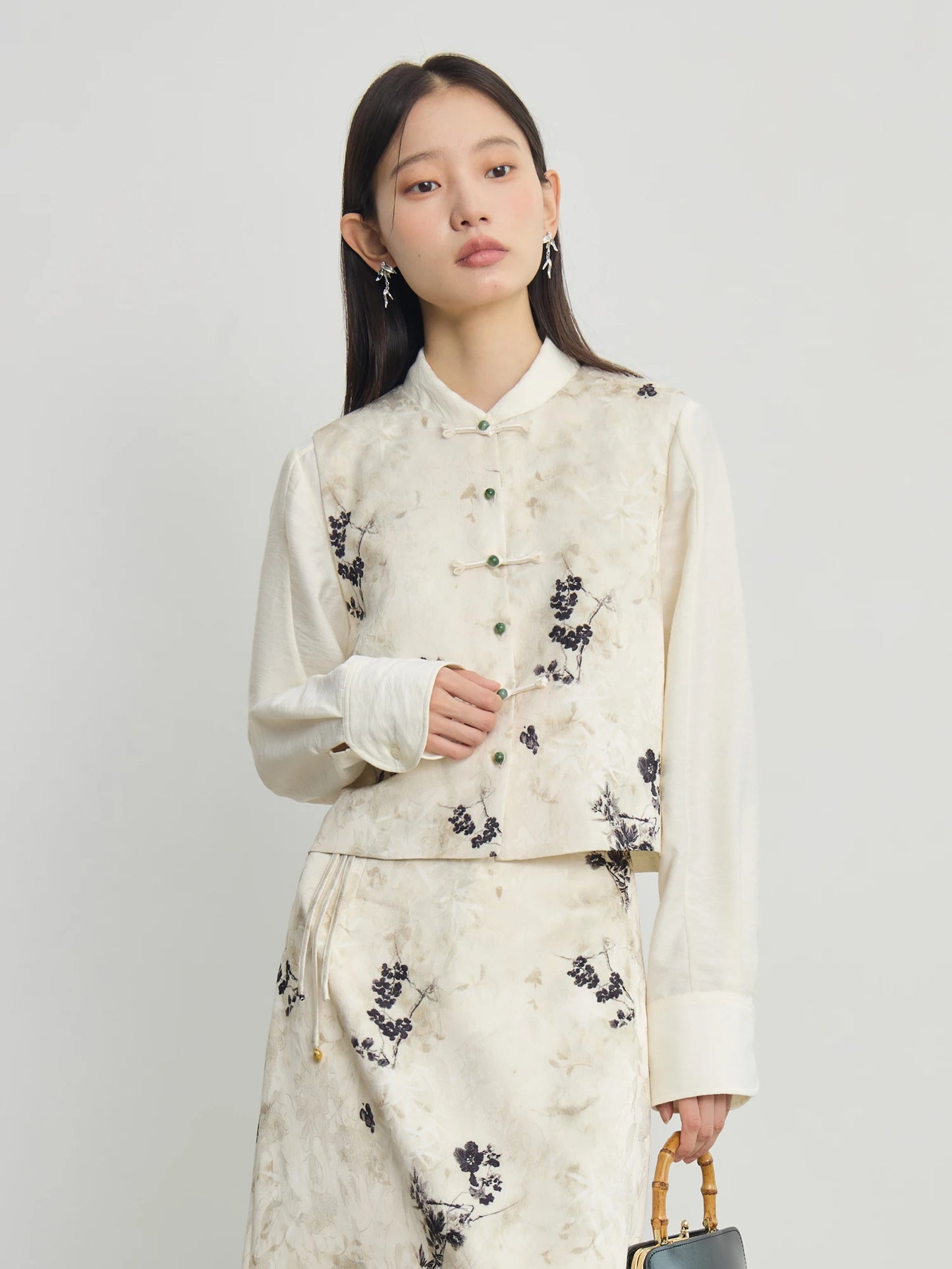 Chinese Style Vest and Skirt Set