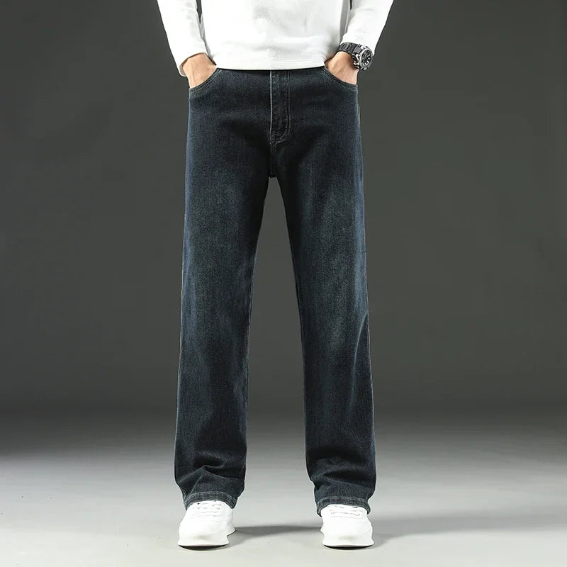 Cotton Blend Straight Jeans