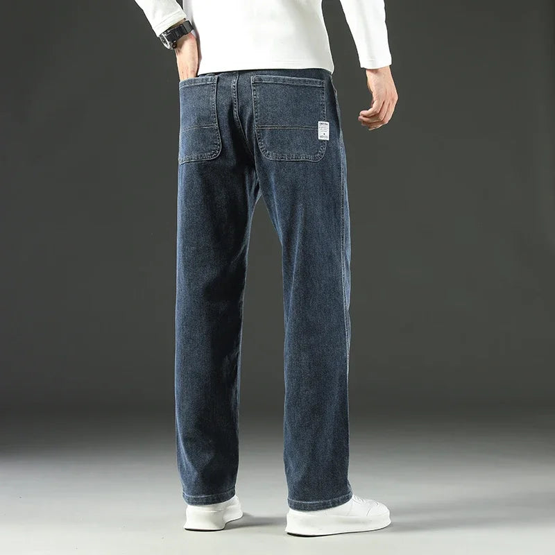 Cotton Blend Straight Jeans