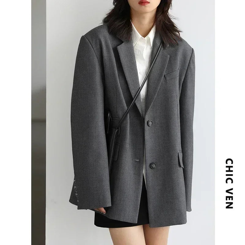 Embroidered Cuff Twill Blazer