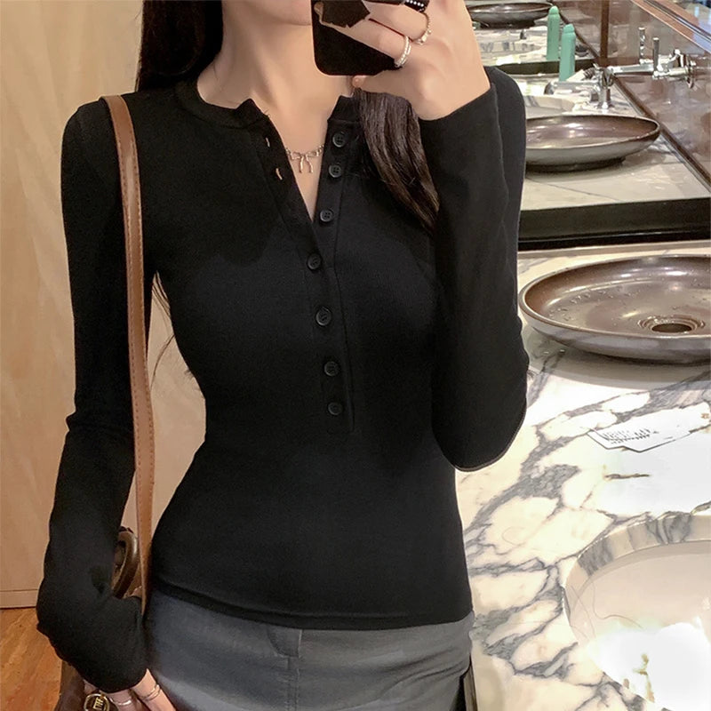 Button Detail Slim Fit Tee