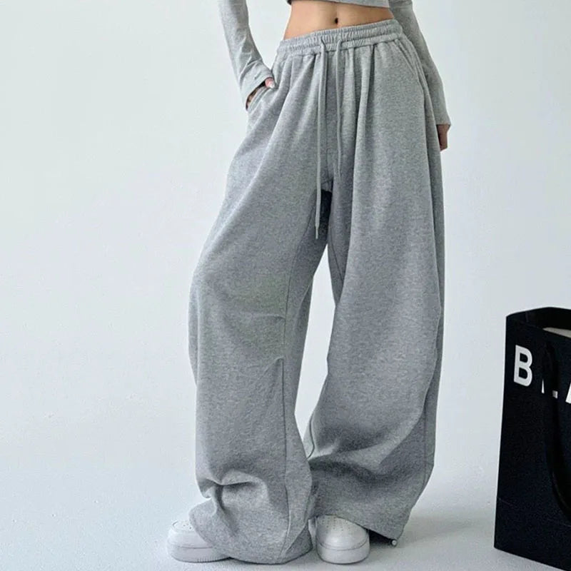 Wide-Leg Drawstring Sweatpants