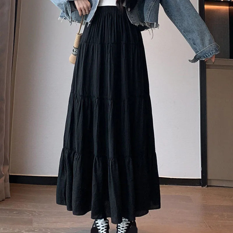 Textured A-Line Maxi Skirt