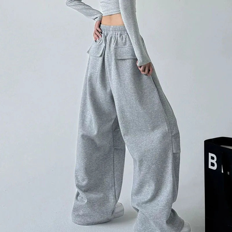 Wide-Leg Drawstring Sweatpants