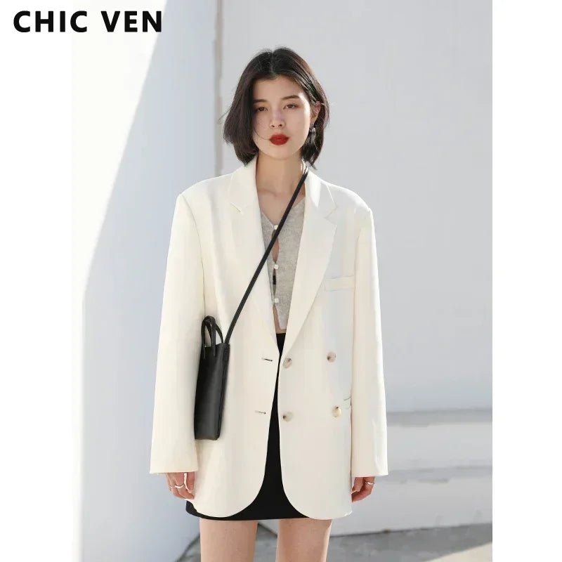 Double-Breasted Mid-Length Blazer
