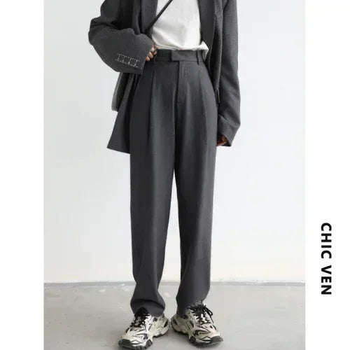 Twill Wide-Leg Suit Pants
