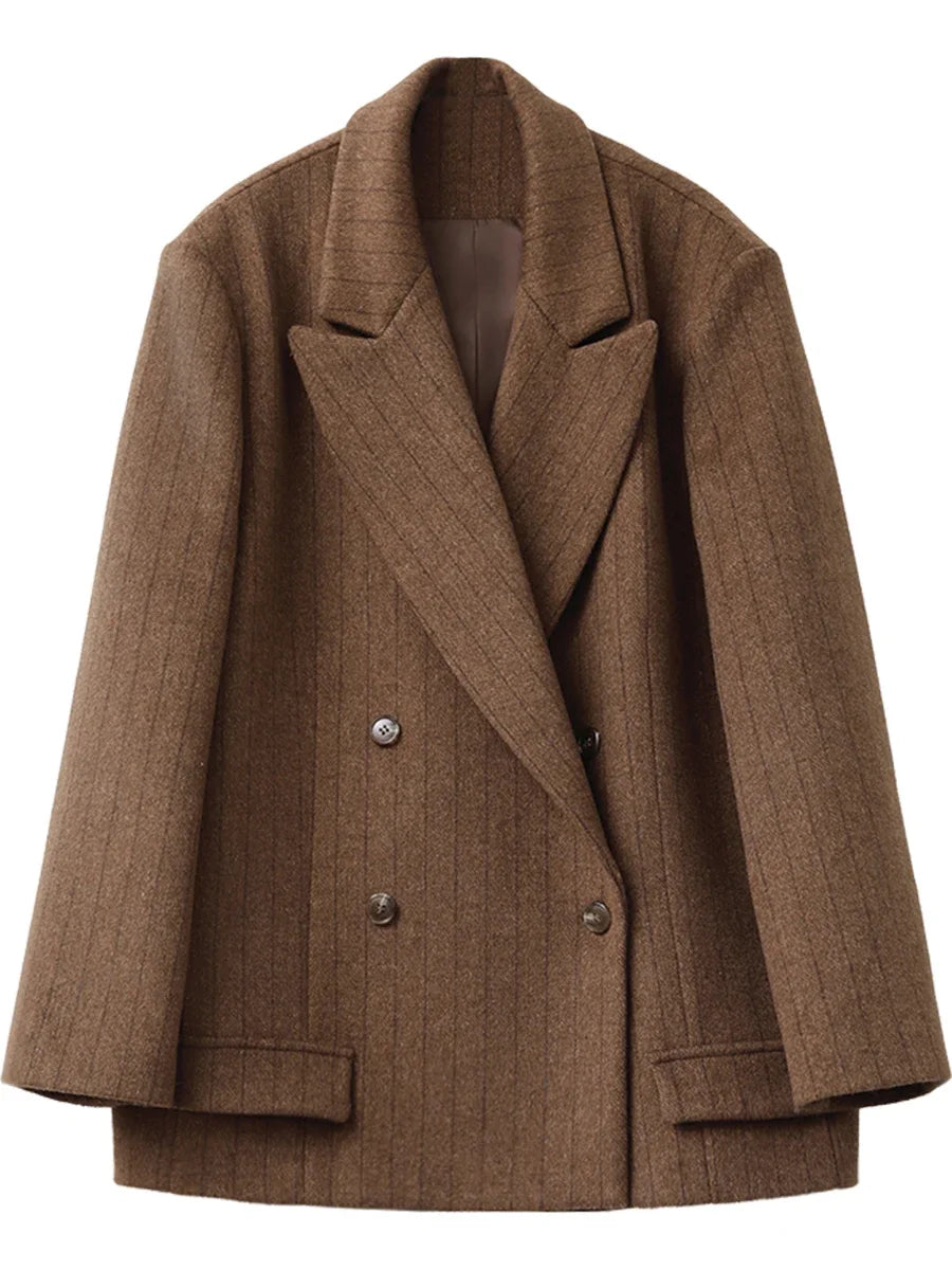 Wool Blend Double-Breasted Blazer
