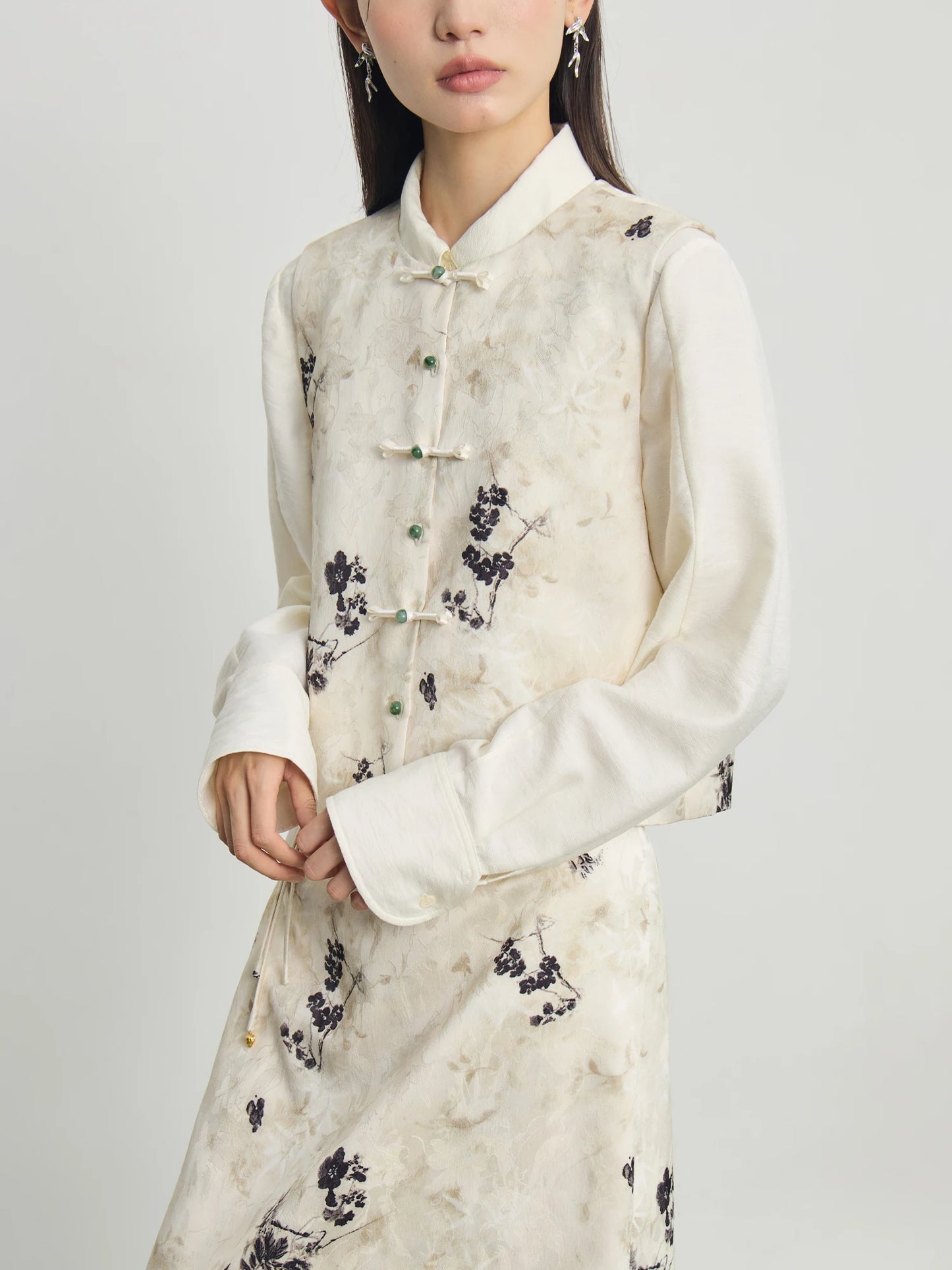 Chinese Style Vest and Skirt Set
