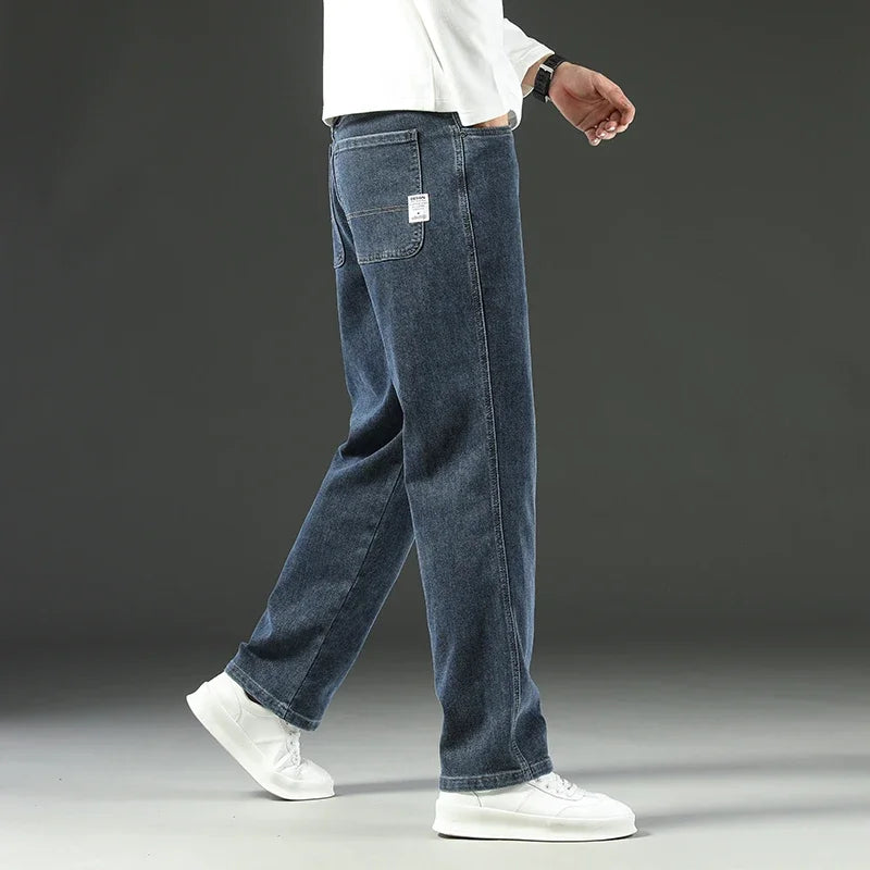 Cotton Blend Straight Jeans