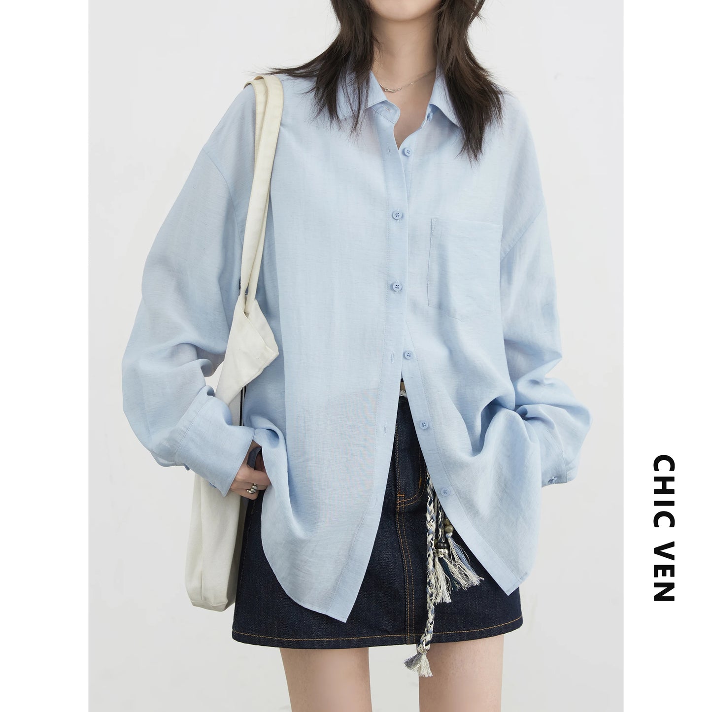 Back Hollow-Out Linen Blend Shirt