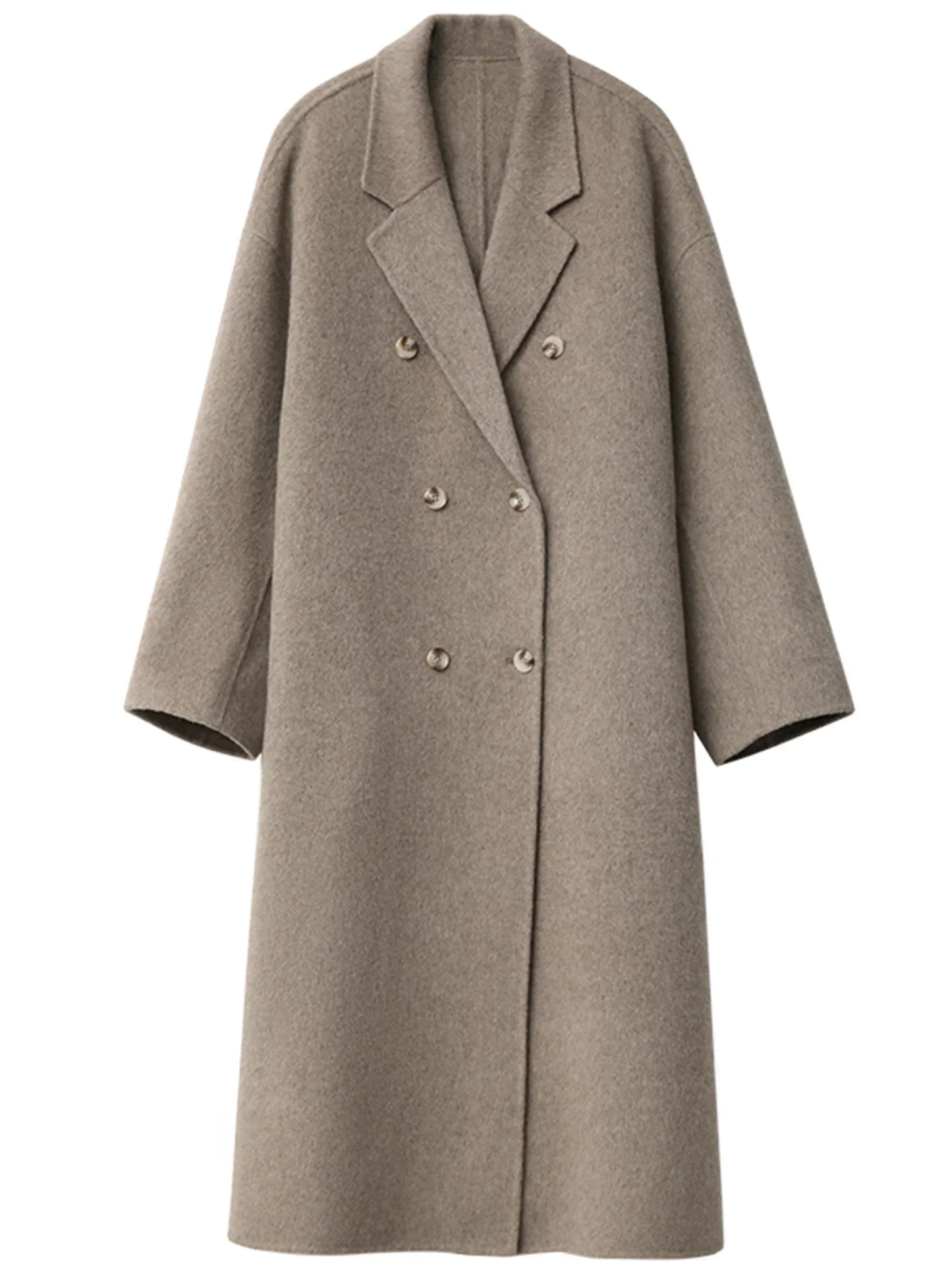 Double-Breasted Wool Blend Coat