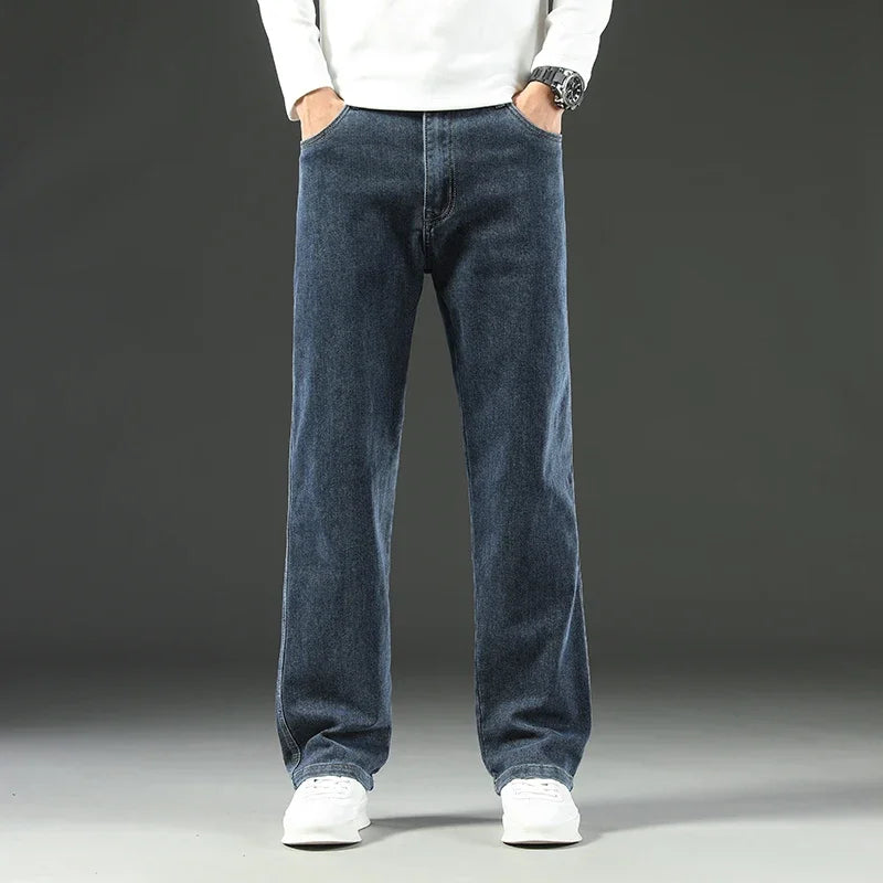 Cotton Blend Straight Jeans