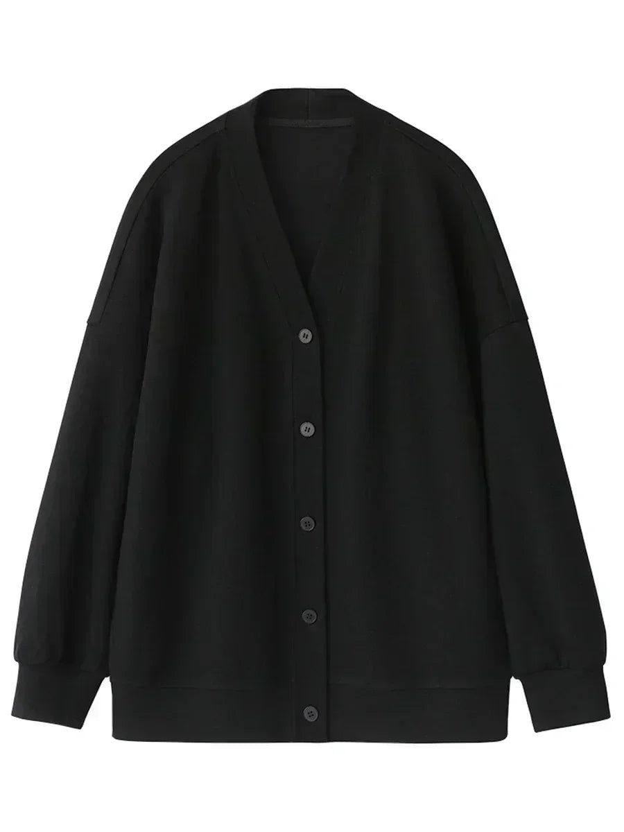 V-Neck Pearl Cotton Sweatshirt