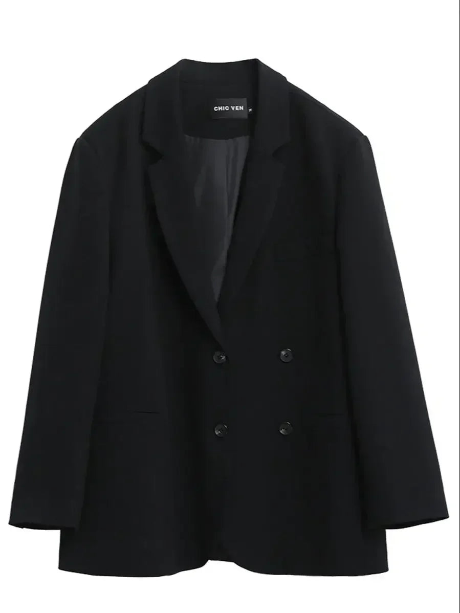 Double-Breasted Mid-Length Blazer