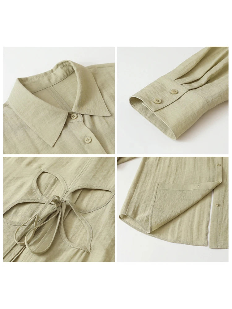 Back Hollow-Out Linen Blend Shirt