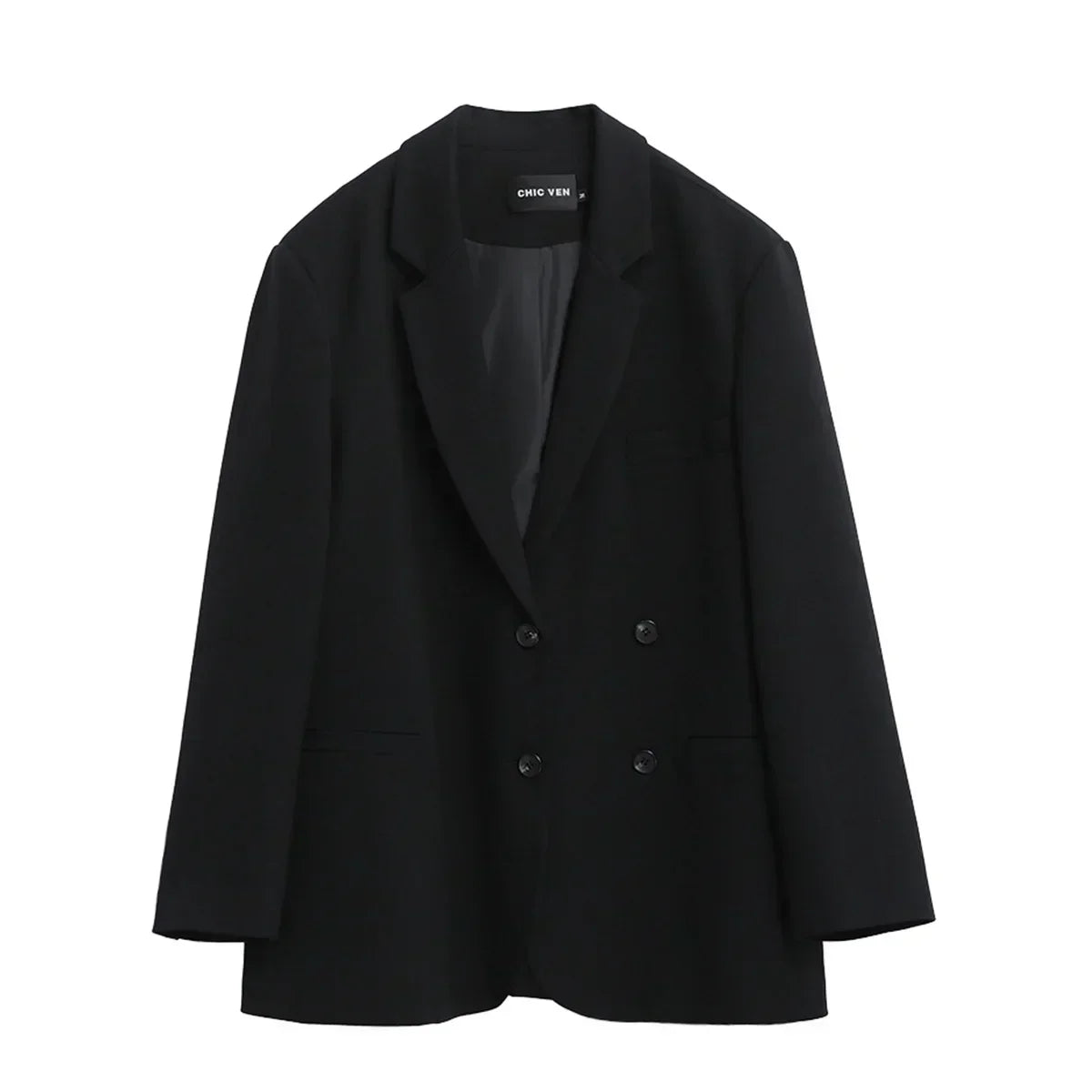 Double-Breasted Mid-Length Blazer
