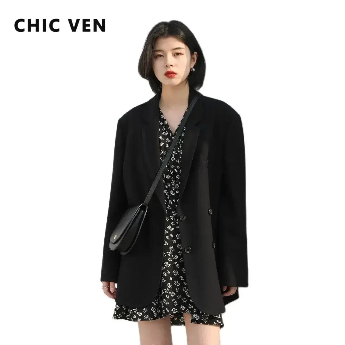 Double-Breasted Mid-Length Blazer