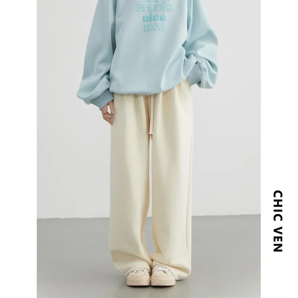 High-Waist Lace-Up Wide-Leg Pants