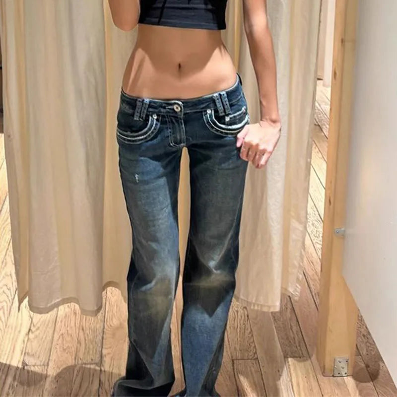 Low-Waist Flared Denim Jeans
