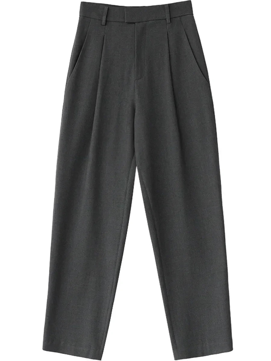Twill Wide-Leg Suit Pants