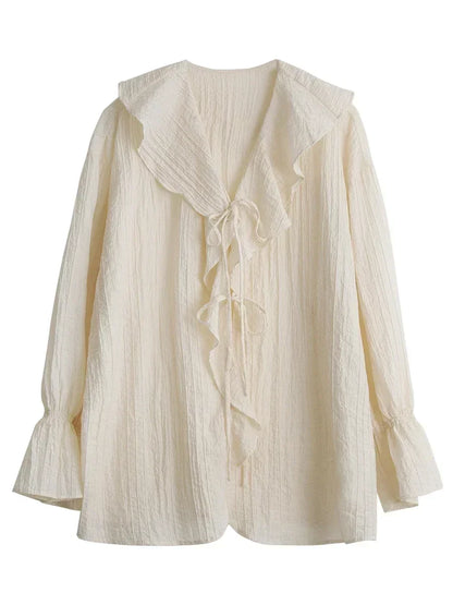 Lightweight V-Neck Knit Blouse
