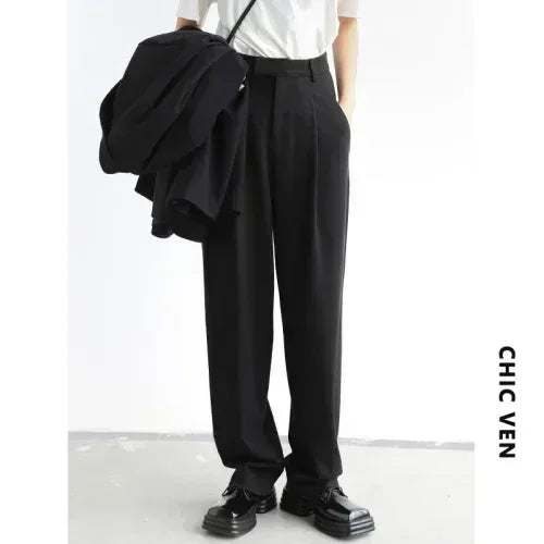 Twill Wide-Leg Suit Pants
