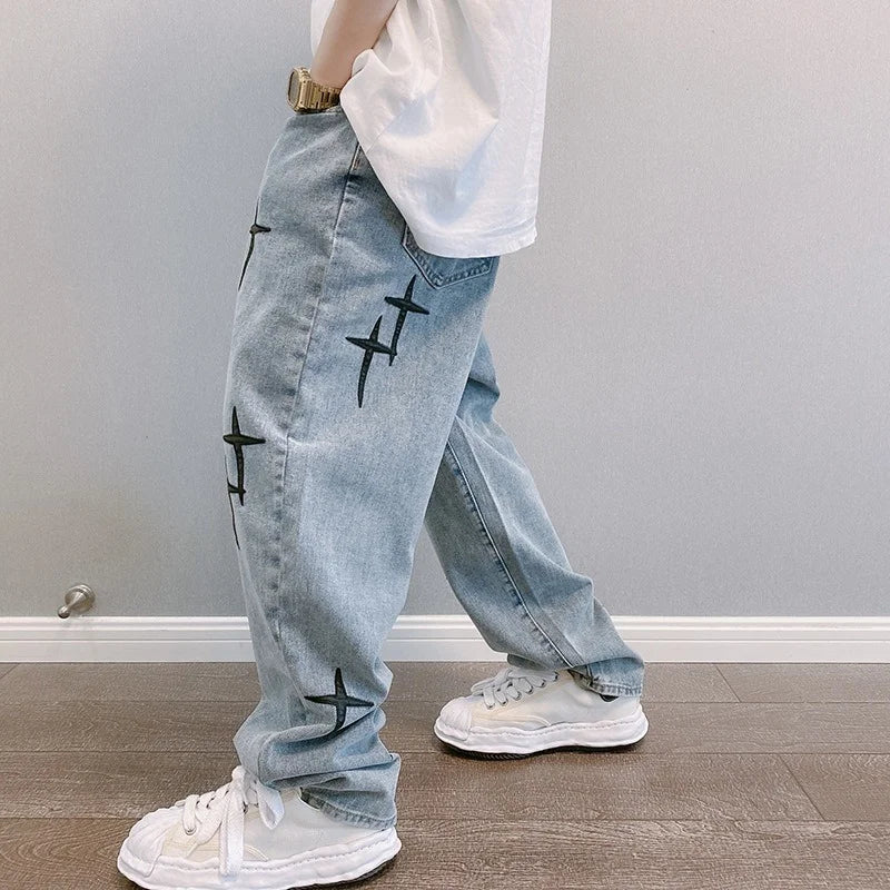 Wide-Leg Denim Trousers