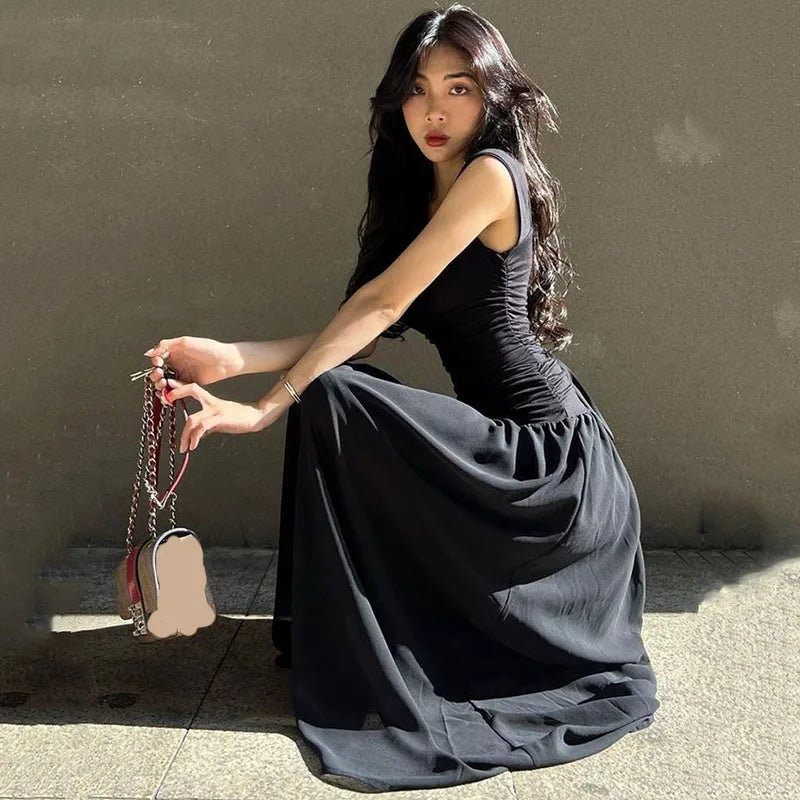 Ruched Square-Neck Maxi Dress