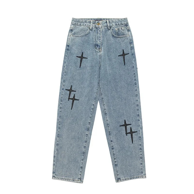 Wide-Leg Denim Trousers