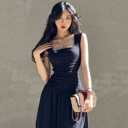 Ruched Square-Neck Maxi Dress