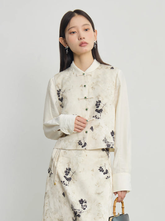 Chinese Style Vest and Skirt Set