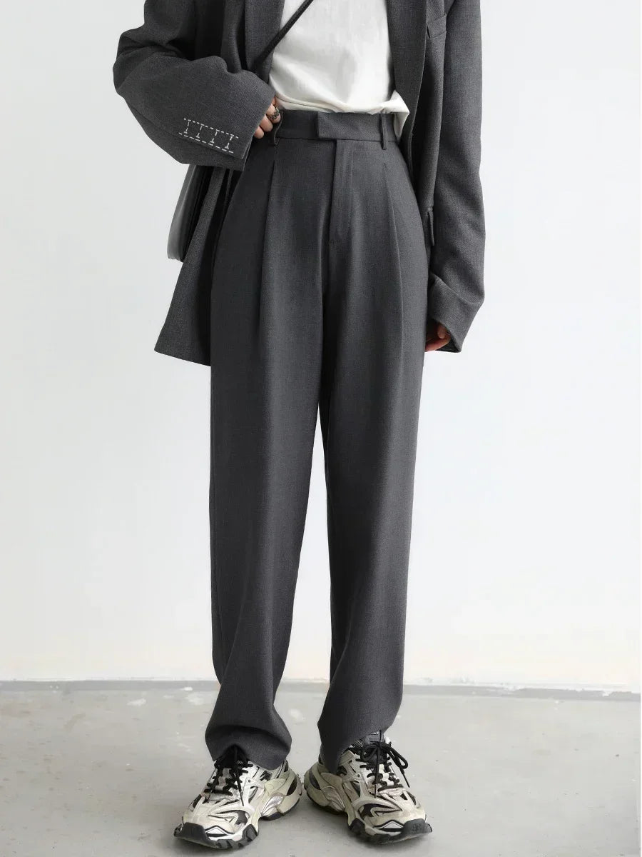 Twill Wide-Leg Suit Pants