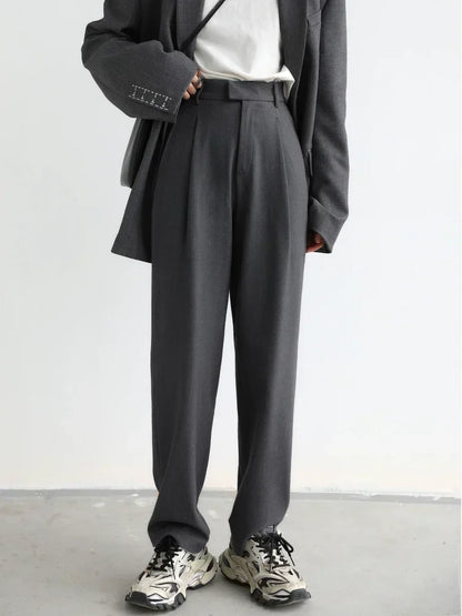 Twill Wide-Leg Suit Pants