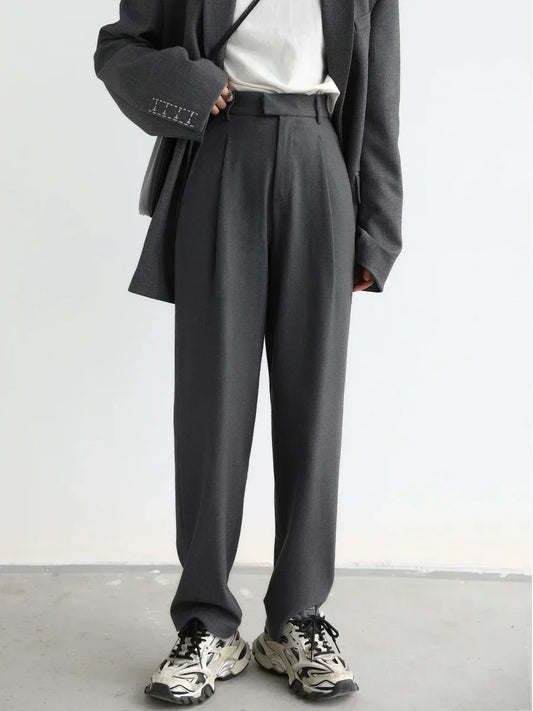 Twill Wide-Leg Suit Pants