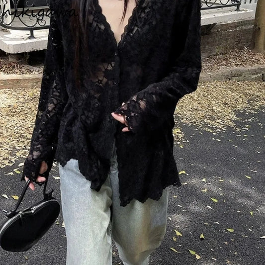 Lace Hollow-Out Blouse