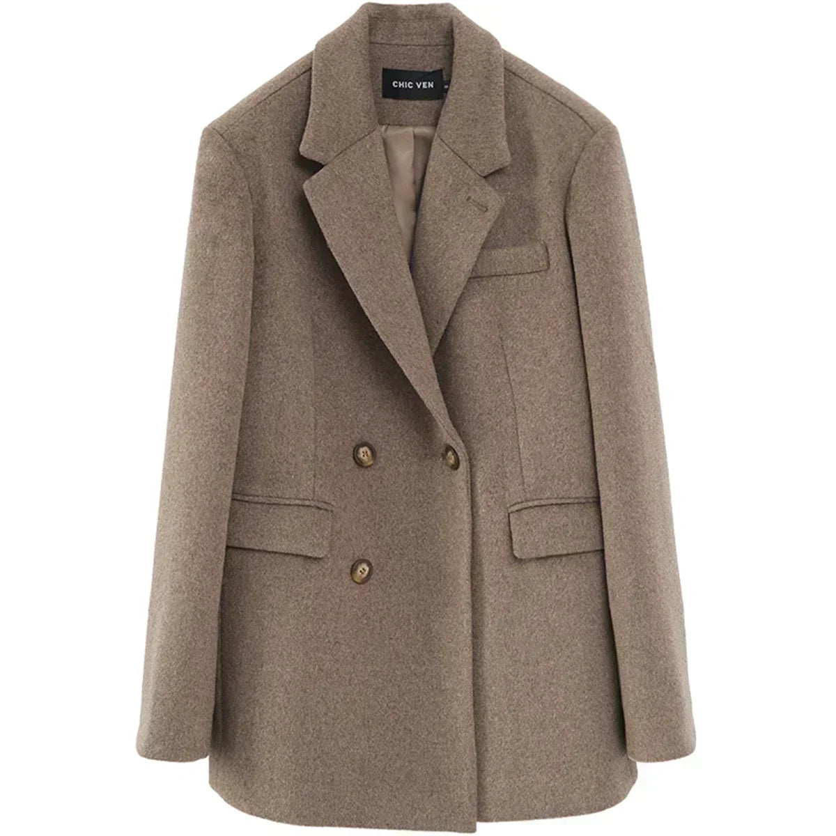 Single-Button Wool Blend Coat