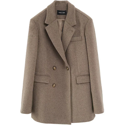 Single-Button Wool Blend Coat