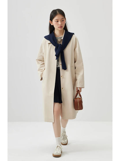 Khaki Mid-Length Trench Coat