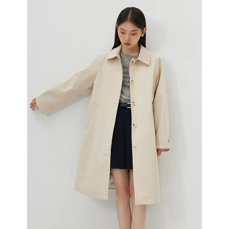 Khaki Mid-Length Trench Coat