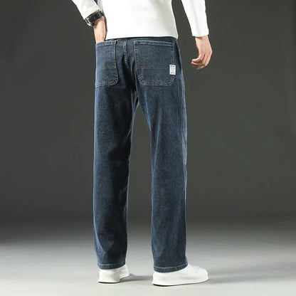 Cotton Blend Straight Jeans