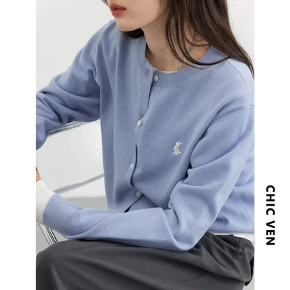 Rabbit Embroidery Knit Cardigan