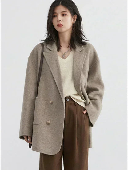 Double-Breasted Wool Blend mid-size Coat