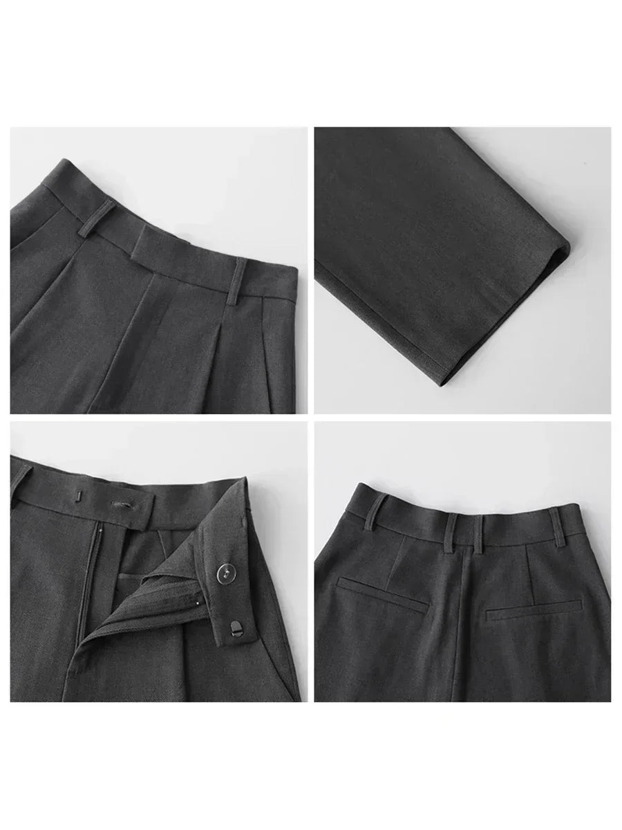 Twill Wide-Leg Suit Pants